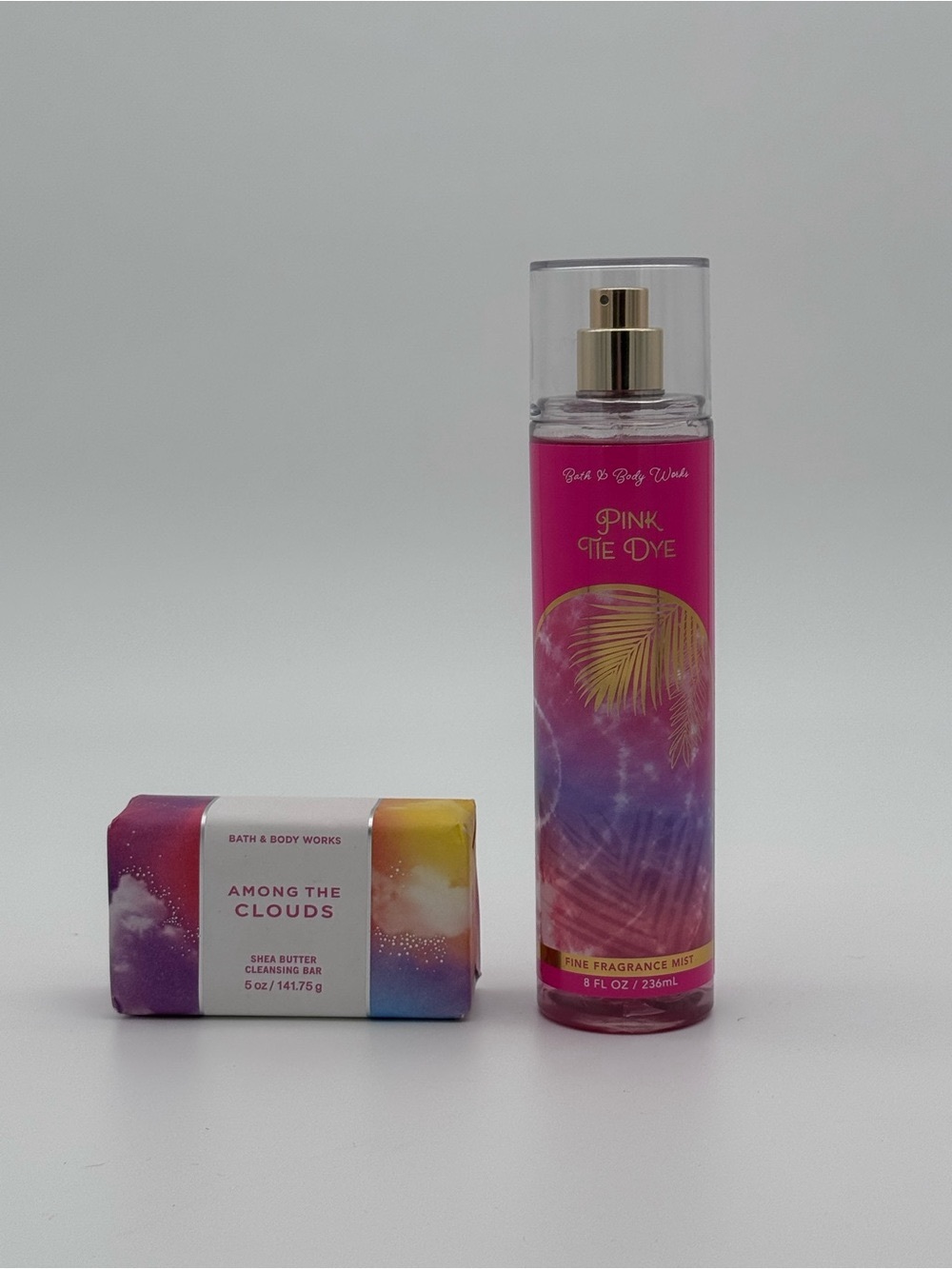 Bath & Body Works Pink Tie Dye & Among The Clouds Body Care & Bar Soap NWT